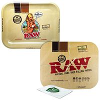 RAW Large Rolling Tray with Magnetic Rolling Tray Cover and Leaf Lock Gear Smell Proof Pouch