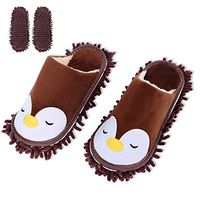 KISSTAKER One Pair Mop Cleaning Dusters House Slippers Shoes Cover Detachable Mopping Shoes with Addtional 1 Pair Mop Coral Velvet Soles (Coffee)