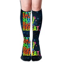 EAT SLEEP ROW REPEAT Women's Long Knee-high Stockings Athletic Sport Tube Socks