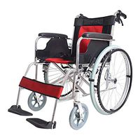 LAZ Folding Lightweight Wheelchair Aluminum Alloy Elderly Chair Self-Propelled Manual Wheelchairs for Adults with Cushion, Portable (Color : Red)