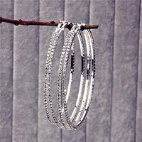 Wholesale Round Earrings Diamond Crystal Earring Dangle Ring Ear Hoop Earrings