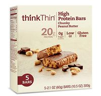 Think Thin High Protein Chunky Peanut Butter Bar, 5 count per pack - 24 per case.
