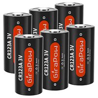 Girapow CR123A 3V Lithium 1600mAh Non-Rechargeable Battery for Flashlight, Streamlight, Smoke Detector, Night Vision Goggles, 6-Count