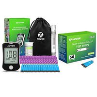 AUVON DS-W Blood Sugar Kit with 50 Test Strips, 50 30G Lancets, Lancing Device Bundle with Blood Glucose Test Strips (50 Count)
