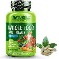 NATURELO Whole Food Multivitamin for Men 50+ - with Natural Vitamins, Minerals, Organic Extracts - Vegan Vegetarian - Best for Energy, Brain, Heart and Eye Health - 120 Capsules