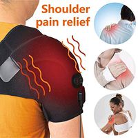LTOOAc Shoulder Massage Heating Pad, Shoulder Brace Adjustable Rotator Cuff Support for Injury Prevention Dislocated AC Joint Tendonitis Fracture, Black