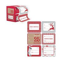 Jumbo Xmas Tag Stickers 60 Count Modern Red, White, Silver, and Gold Xmas Designs - Looks Great on Presents, Wrapping Paper and Gifting Bags