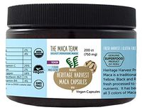 The Maca Team Premium Pure Raw Organic Maca Root Capsules – Certified Organic, GMO-Free and Gluten-Free, 750 mg, 200 Ct.