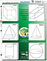MiniPLOT Graph Paper Kit: Six 3D solid shapes for GEOMETRY printed on 3x3" Sticky Note pads. 50 adhesive backed sheets per pad. Pads mounted on 8.5x11" cardstock. Use for homework & more