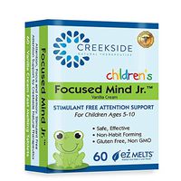 Creekside Naturals Focused Mind Jr. Focus and Memory Support for Children, Zero Sugar, Vegan, Pediatrician Formulated, Stimulant Free Attention Support, Orange Vanilla Flavor, 60 EZ Melt Tablets
