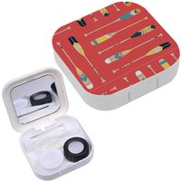 Portable Contact Lens Case Box Travel Kit Mirror + Bottle + Tweezers Container Holder [ Canoe Paddle ]