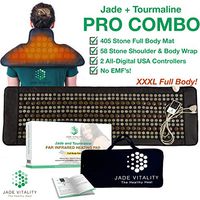 Jade Heating Pad and Shoulder Wrap Combo for Pain Relief | 463 Far Infrared Jade and Tourmaline Stones | Digital Controls, Travel Bags and USA Support | NO EMF | Full Body Size for Clinical Use