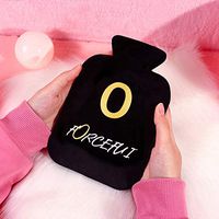 Irrigation hot Water Bottle Female Injection Plumbing Water Bag Flushing Warm Handbag Cute Cartoon Student Small Hand Warmer Explosion-Proof Warm Treasure, Black Letter O Trumpet