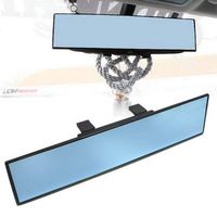 iJDMTOY Universal Fit JDM 300mm 12-Inch Wide Anti-Glare Blue Tint Flat Clip On Rear View Mirror Compatible with Car SUV Van Truck, etc