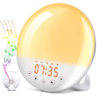 SOLMORE Wake Up Light, Sunrise Alarm Clock Sunset Simulation 7 Colors 9 Alarm Sounds Snooze Function 30 Brightness Adjustable Digital Alarm Clock FM Radio Touch Control for Kids Adults Bedroom