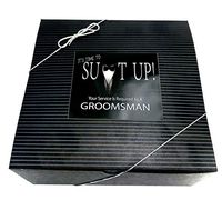 Groomsmen Proposal Boxes |10 Empty Kraft Stripe Black Boxes with 14 Vinyl Labels to Ask Groomsmen, Best Men & Ring Bearer.