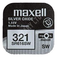 1 x MAXELL SR616SW SW321 SW 321 1.55v Silver Oxide Button Cell Watch Battery - Official Genuine Maxell