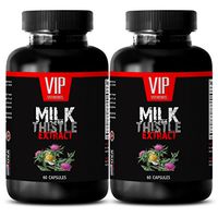 Liver Detox Supplements - Milk Thistle Extract - MAX Liver Health - Lower Cholesterol - with Turmeric - Milk Thistle Root - 2 Bottles (120 Capsules)