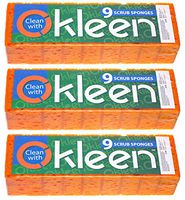 Okleen Orange Multi Use Scrub Sponge. Made in Europe. 27 Pack, 4.3x2.8x1.4 inches. Odorless Heavy Duty and Non Scratch Fiber. Durable & Delicate Scrubber for Dirty Surfaces Inside & Outside The House