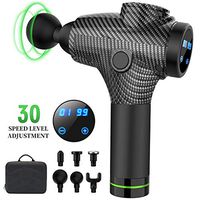 Massage Gun, 30 Speeds Handheld Electric Cordless Body Massager Super Quiet, Portable Deep Tissue Percussion Muscle Massager with 6 Heads for Relieving Pain, Soreness and Stiffness