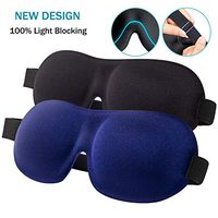 Sleep Mask for Women Men, 100% Blackout Light Blindfold 2 Pack, Fully Adjustable Buckle Strap 3D Contoured Eyeshade Soft Eye Sleeping Masks for Travel, Spa, Naps, Airplane, Meditation (Black & Blue)