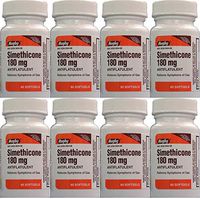 Simethicone 180mg Softgels Anti-Gas Generic for Phazyme Ultra Strength 60 Gelcaps per Bottle Pack of 8 Total 240 Gelcaps