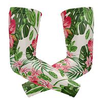 LEVEIS Tropical Hawaiian Plumeria and Hibiscus Flowers Sports Compression Arm Sleeves for Baseball, Basketball, Football, Cycling, Golf 1 Pair 2 Sleeves