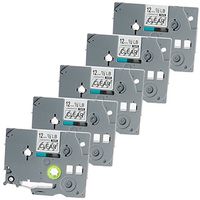 5Pack Clear Label Tape TZe 131,Laminated P Touch TZe TZ Clear Label Tapes Compatible for Brother Label Maker PTD210 PTH100 PTD400AD PTP700 PTD600 PT1230PC,0.47Inch x26.2Feet(12mmx8m) Black on Clear