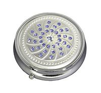 Blue Gemstones Fashion Bling Three Section Pocket Purse Travel Pill Box Case