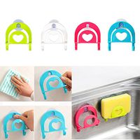 Tloowy Heart-Shape Kitchen Sink Suction Sponge Holder Caddy Organizer Storage Rack For Sponges,Scrub Brushes, Soap Satin(Random Color)