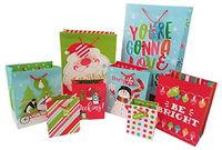 Assorted Christmas Gift Bags with Gift Tags Set of 8