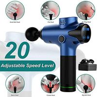 Deep Tissue Neck Back Leg Muscle Massage Gun Includes 6 Heads Hard Case, 6 Speeds, 6hr Batt Cordless Quiet Percussion Portable Handheld Electric (Metallic Blue)