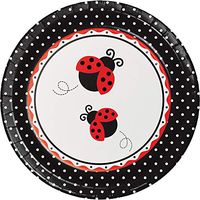 Club Pack of 96 Ladybug Fancy Disposable Paper Party Banquet Dinner Plates 10"