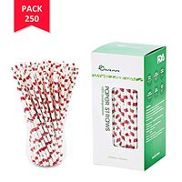 Easy Road 250-Pack Biodegradable Paper Straws Bulk - Watermelon Print for Party Supplies, Birthday, Wedding, Bridal/Baby Shower Decorations and Holiday Celebrations