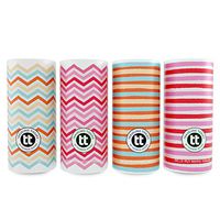 Traveling Tissues Round Cylinder Box Facial Tissues Tubes - 4 Pack, 50 Count Disposable 2 Ply Tissues - Perfect Fit for Car Cup Holder, Travel Bag (Stripes Variety)
