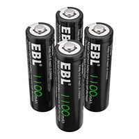 EBL AA NiCd Rechargeable Battery 1.2V 1100mAh Battery Pack for Solar Garden Lights, 4 Pack