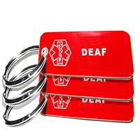 My Identity Doctor - 3 Pre-Engraved Deaf Plastic Medical Alert ID Keychains, Small 2.25 x .79 Inch