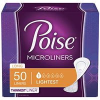 Poise Daily Microliners, Incontinence Panty Liners, Lightest Absorbency, Long, 50 Count