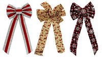 Set of 3 Holiday Decorative Bows! - Perfect for Seasonal Decor, Parties, Accessories, and More! - Measures 10"x22"(3 Bows)