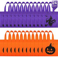 24 Pieces Halloween Tote Bags Trick-or-Treat Bags Candy Bags Reusable Gift Bags Toy Bags for Halloween Party Favors (2 Styles)
