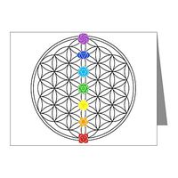 Note Card Flower of Life Peace Symbol with Chakras