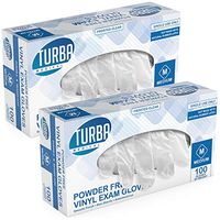 Disposable Vinyl Gloves, 200 Size Medium Non Sterile, Powder Free, Latex Free - Medical Examination Gloves, Cleaning Supplies, Kitchen and Food Safe - Ambidextrous - by Turba Medical