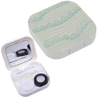 Portable Contact Lens Case Box Travel Kit Mirror + Bottle + Tweezers Container Holder [ Stripes Circles ]