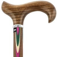 Red & Green Inlaid Derby Walking Cane with Inlaid Ovangkol Shaft and Silver Collar