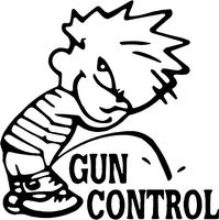 NRA Calvin Piss Pee on Socialist Gun Control Vinyl Decal Sticker for Window Car Laptop (11" inches (Black)