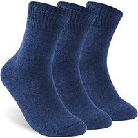 Facool Womens Cotton Diabetic Crew Socks with Seamless Toe Gifts for Men Valentines Day 3 Pairs Navy Blue Large