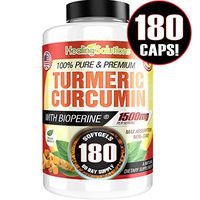 Turmeric Curcumin with Bioperine 1500mg (180 Capsules) Maximum Potency Pain Relief & Joint Support Supplement 95% Standardized Curcuminoids. Non-GMO Tumeric Gluten Free Turmeric with Black Pepper