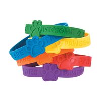 Fun Express Paw Print Rubber Bracelets - Pack of 24