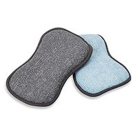 2-Pack Microfiber Sponge Pads | Microfiber Side For Scrubbing Tough Stains and Dirt
