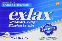 Ex-lax Regular Strength Stimulant Laxative, 8 Pills